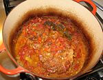 Osso buco after nearly 3 hours of simmering